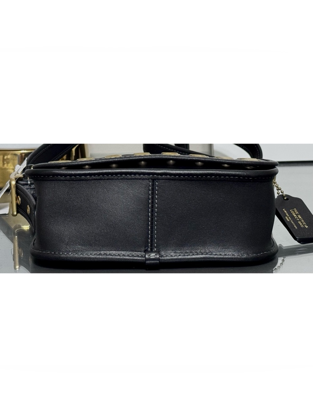COACH Patricia Legacy BLACK Leather Crossbody Shoulder Bag 19 with Grommets - Picture 9 of 10